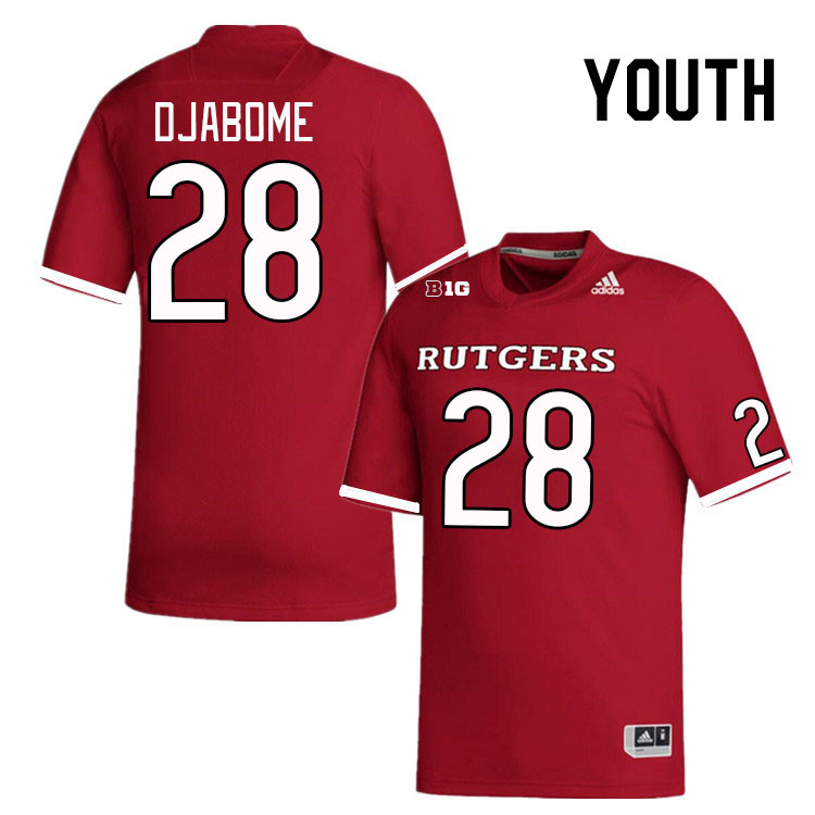 Youth #28 Dariel Djabome Rutgers Scarlet Knights College Football Jerseys Stitched Sale-Scarlet